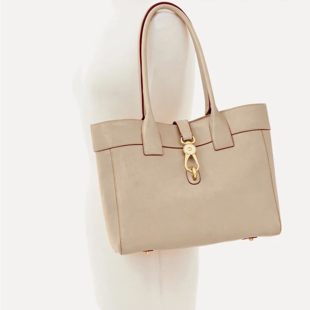 🤍🩶Dooney & Bourke Amelie Florentine Leather Shoulder Tote Bag -Light Taupe- - Picture 17 of 17
